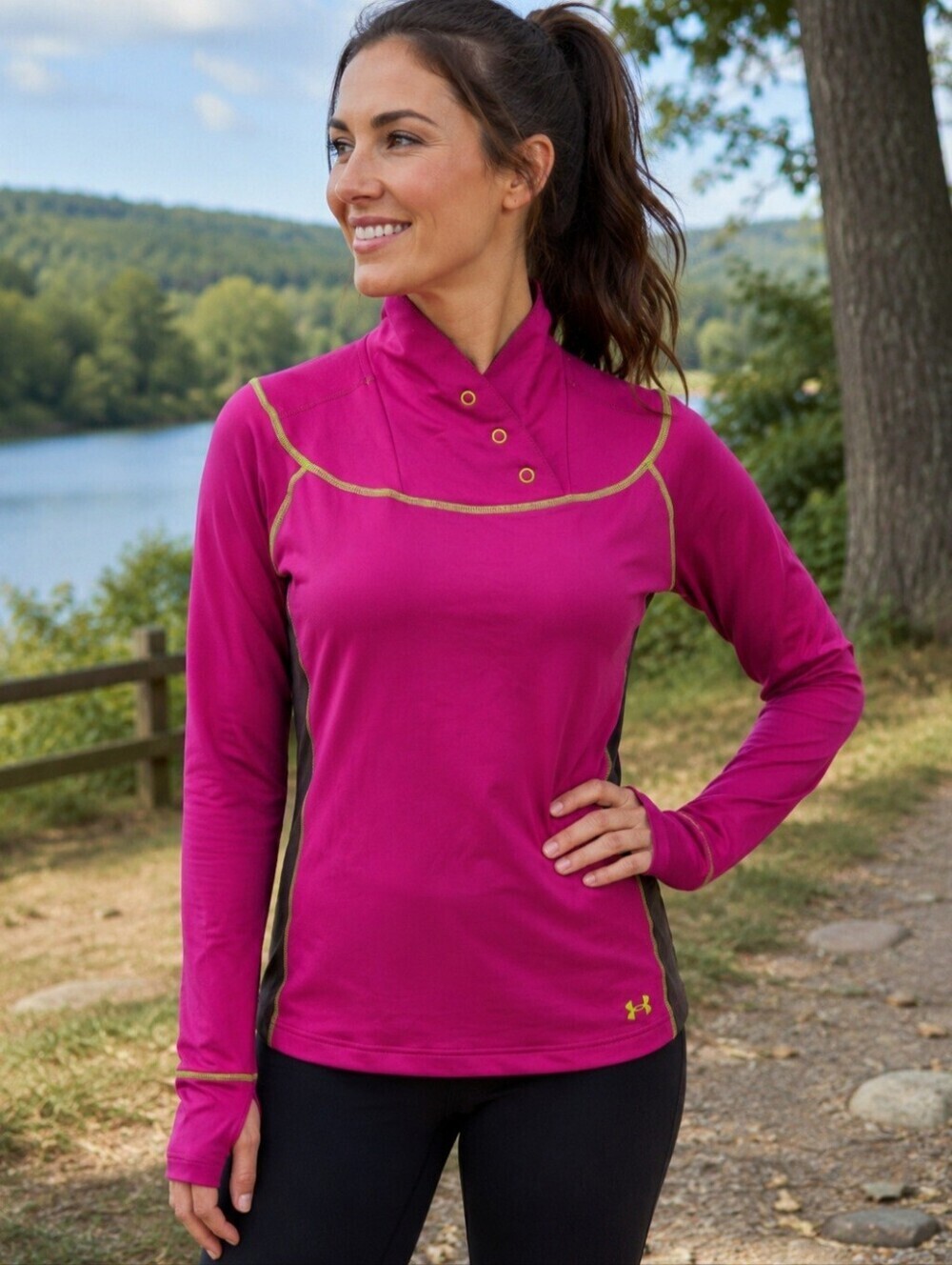 Under Armour Women's •Size Large• Fitted Long Sleeve Snap Neck Athletic Top
